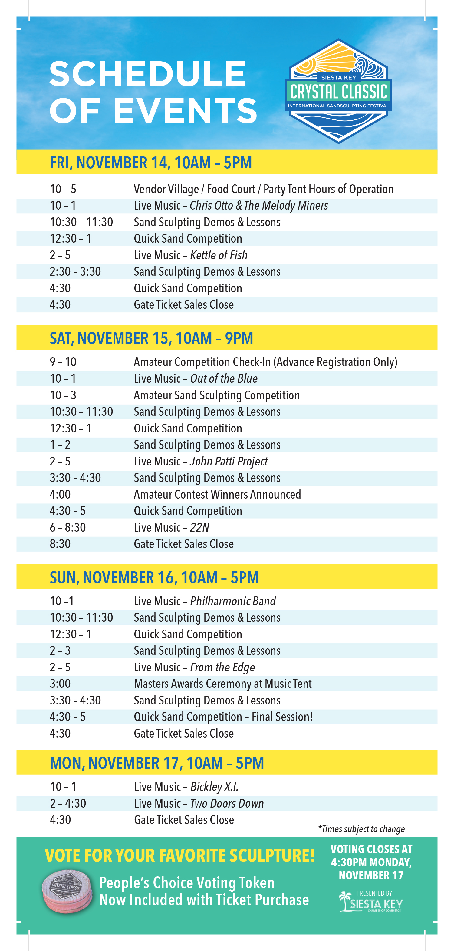 2025 Crystal Classic Schedule